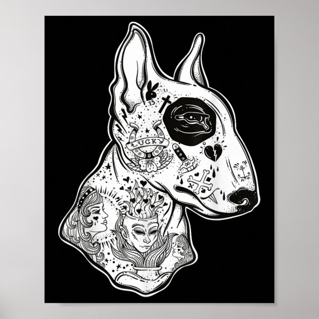 Póster Toro de tinta - Colegio viejo Tattoo Gracioso perr (Frente)