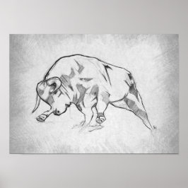 Póster Toro - Dibujo Gráfico