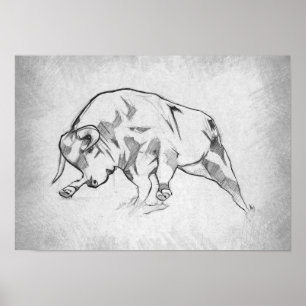 Póster Toro - Dibujo Gráfico