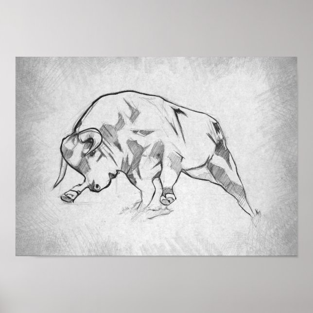 Póster Toro - Dibujo Gráfico (Frente)