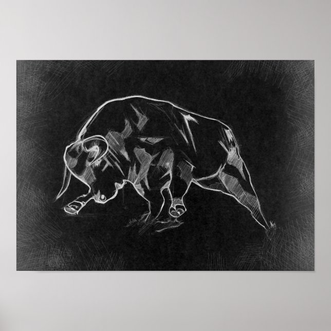 Póster Toro - Dibujo Gráfico (Frente)