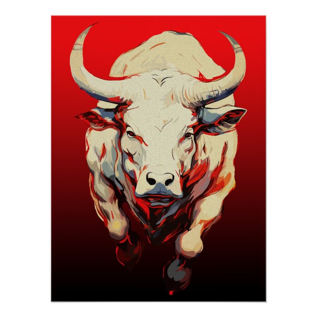 Póster Toro Dinámico en Movimiento Ígneo (Anverso)