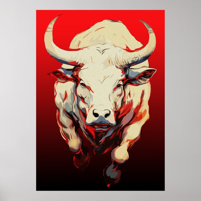 Póster Toro Dinámico en Movimiento Ígneo (Frente)