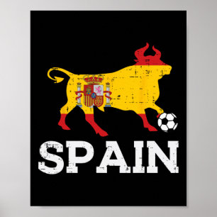 Póster Toro España Fútbol Español Byll Hombres Mujeres Ni