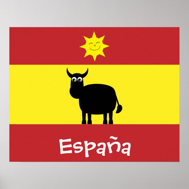 Póster Toro español, bandera y Poster sonriente (Frente)