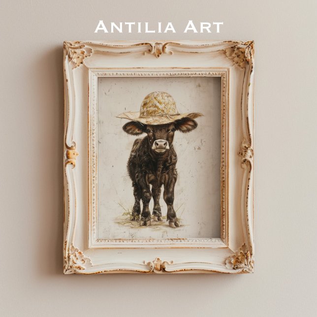 Póster Toro negro con vaca animal de granja caprichosa Go (Subido por el creador)