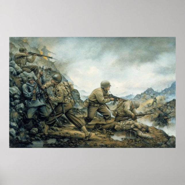 Póster Toro rojo en la línea invernal de Donna Neary Prin (Frente)