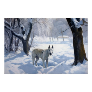 Póster Toro Terrier deja que nieve Navidades