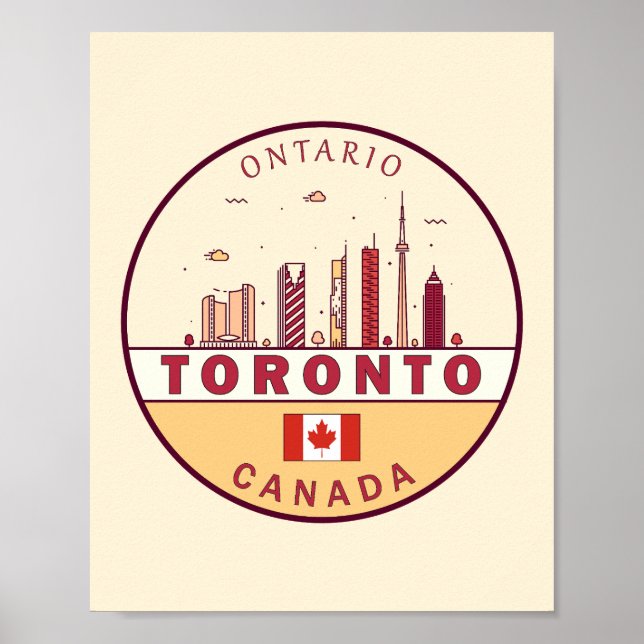 Póster Toronto Canada City Skyline Emblem (Frente)