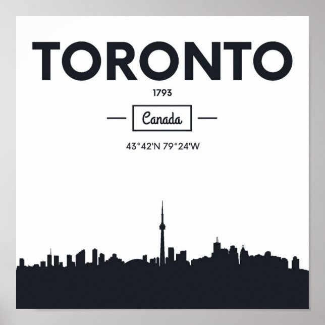 Póster Toronto, Canadá | Coordenadas de ciudades blancas  (Frente)
