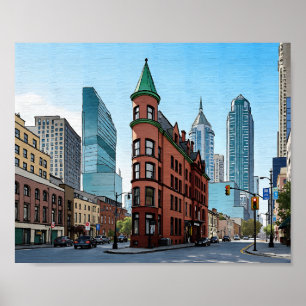 Póster Toronto Canadá Gooderham Building Watercolor