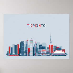 Póster Toronto, Canadá horizonte rojo, blanco y azul del
