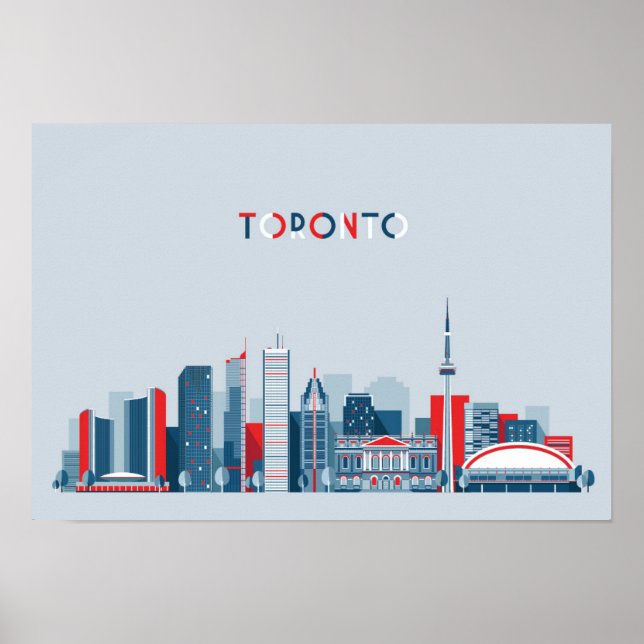 Póster Toronto, Canadá | Línea aérea roja, blanca y azul (Frente)