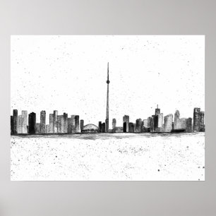 Póster Toronto Canada Skyline Vintage CN Tower
