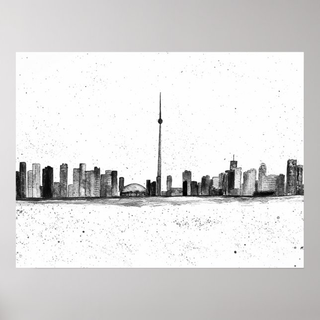 Póster Toronto Canada Skyline Vintage CN Tower (Frente)