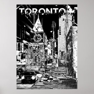 Póster ࿗ Toronto, collage en blanco y negro 