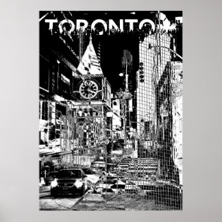 Póster ࿗ Toronto, collage en blanco y negro