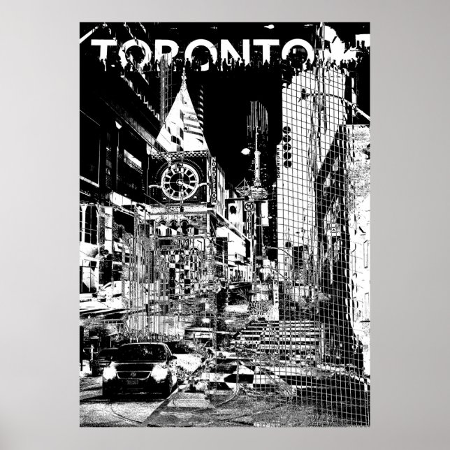 Póster ࿗ Toronto, collage en blanco y negro (Frente)