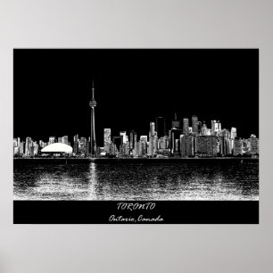 Póster Toronto Ontario Canada Black Skyline Photo 188
