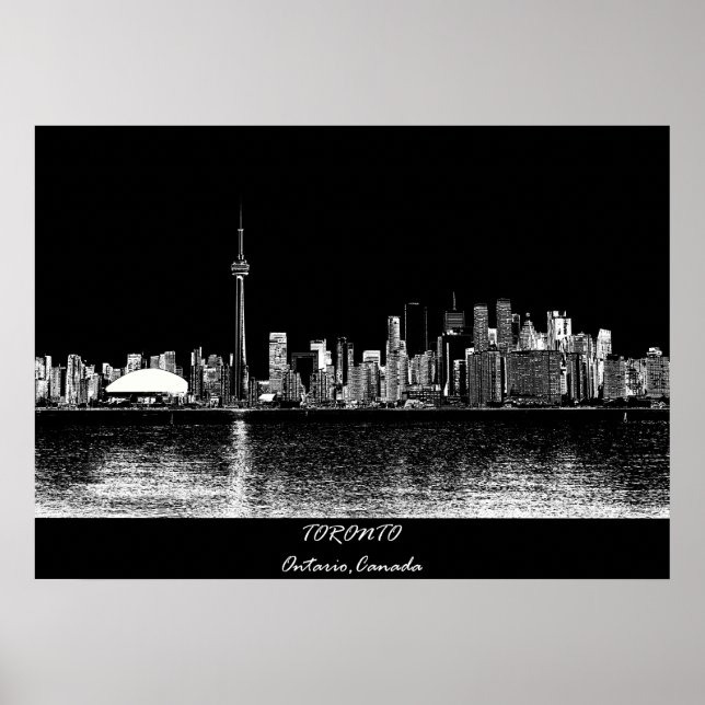 Póster Toronto Ontario Canada Black Skyline Photo 188 (Frente)