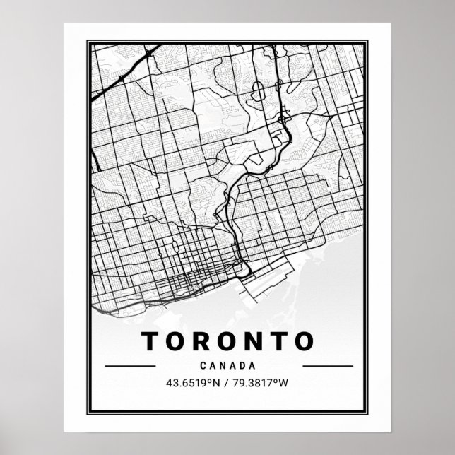 Póster Toronto Ontario Canada Travel City Map (Frente)