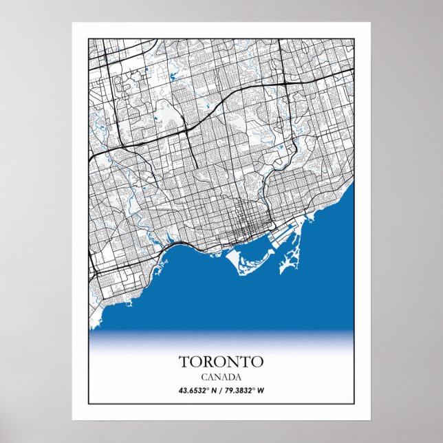 Póster Toronto Ontario Canada Travel City Map (Frente)
