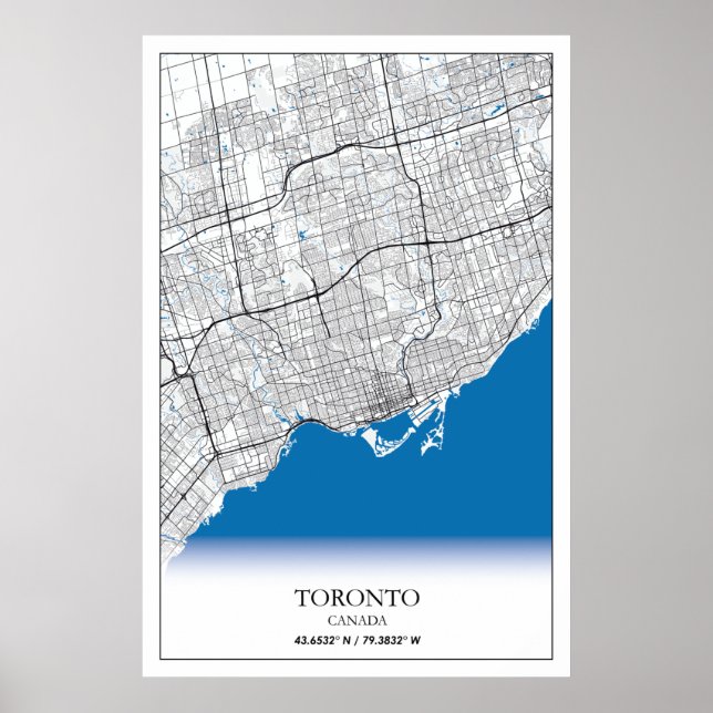 Póster Toronto Ontario Canada Travel City Map (Frente)