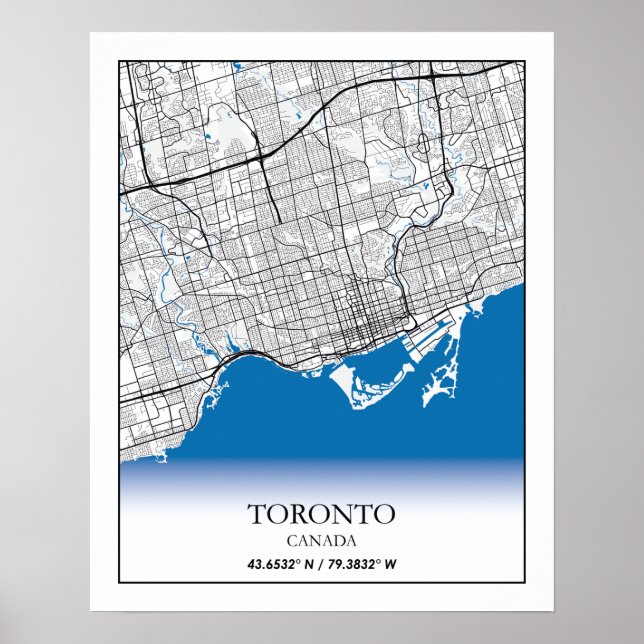 Póster Toronto Ontario Canada Travel City Map (Frente)