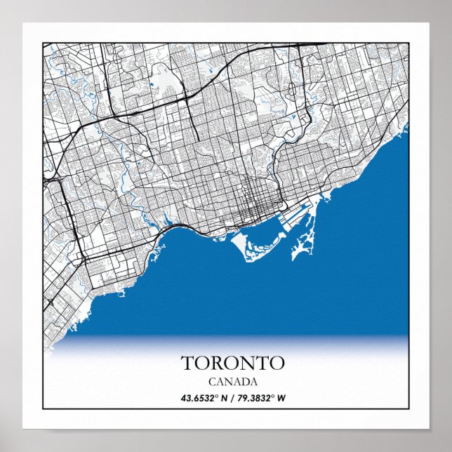 Póster Toronto Ontario Canada Travel City Map (Frente)