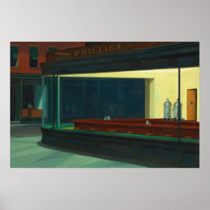 Póster Toros nocturnos - Comedor vacío - Edward Hopper -