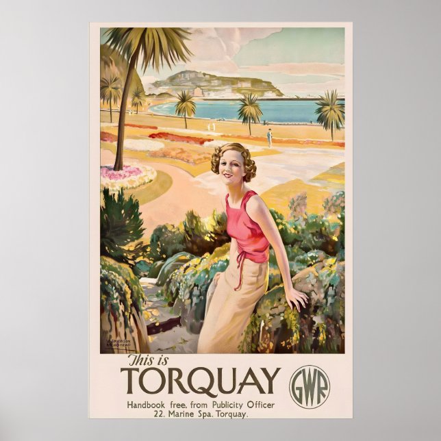 Póster Torquay Devon Inglaterra Costa Riviera Inglesa (Frente)