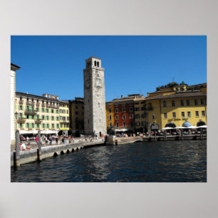 Póster Torre Apponale y puerto en Riva del Garda.