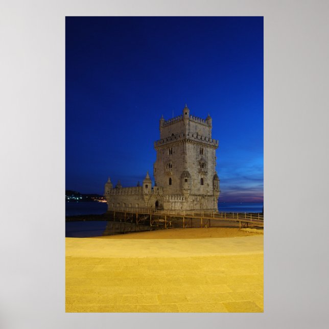 Póster Torre Belem en Lisboa, Portugal (atardecer) (Frente)