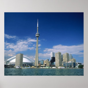 Póster Torre CN y Skydome en Toronto, Ontario,