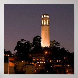 Póster Torre Coit de noche