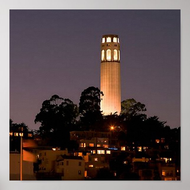 Póster Torre Coit de noche (Frente)