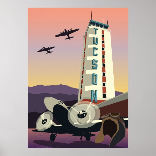 Póster Torre de Aviación de 28 "x20" - Tucson, Arizona (Frente)