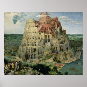 Póster Torre de Babel, 1563 (aceite en panel)