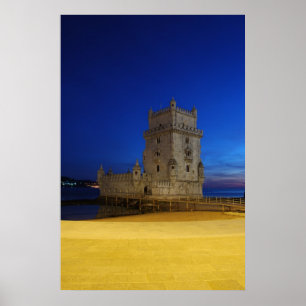 Póster Torre de Belem en Lisboa, Portugal (puesta del