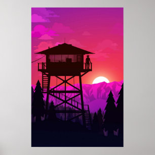 Póster Torre de búsqueda de protección contra incendios