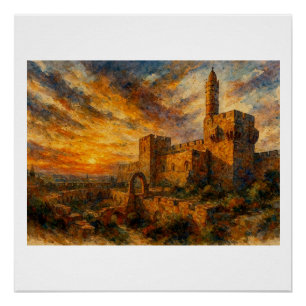 Póster Torre de David al atardecer,