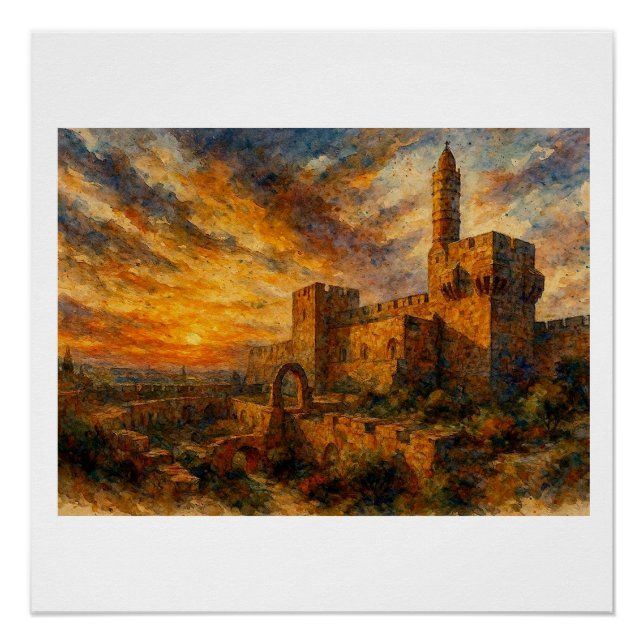 Póster Torre de David al atardecer,  (Anverso)