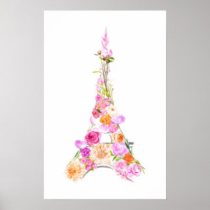 Póster Torre de eiffel floral