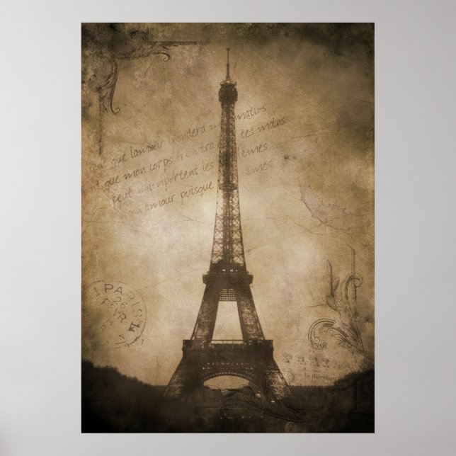 Póster torre de eiffel vintage (Frente)
