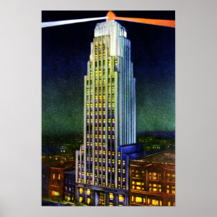 Póster Torre de fuerte Wayne Indiana Lincoln en la noche