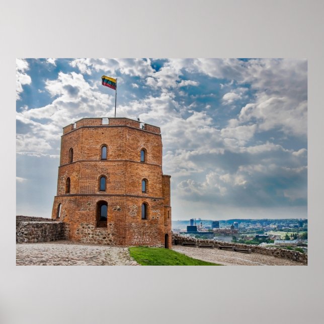 Póster Torre de Gediminas en Vilnius, Lituania (Frente)