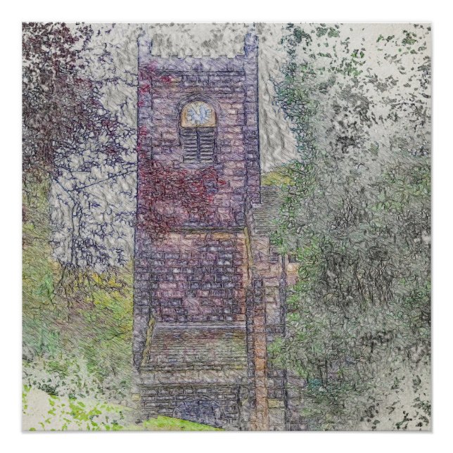 Póster Torre de la Iglesia de Santa María, Luddenden (Anverso)