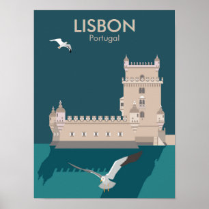 Póster Torre de Lisboa de Belem al estilo de un afiche vi