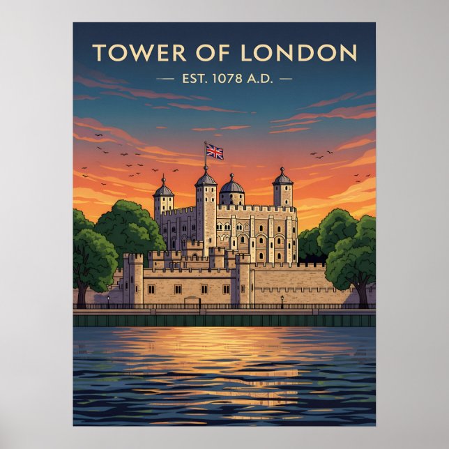 Póster Torre de Londres al atardecer (Frente)