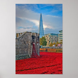 Póster Torre de Londres Red Poppies Inglaterra Reino Unid